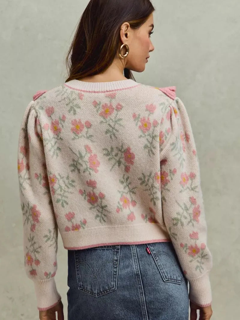 So Me Ruffle Me Up Long Sleeve Floral Cardigan with Ruffles-Women's Shirts & Tops-Shop Z & Joxa