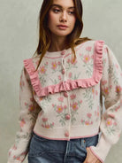 So Me Ruffle Me Up Long Sleeve Floral Cardigan with Ruffles-Women's Shirts & Tops-Shop Z & Joxa