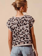 So Me Savannah Chic Big Button Leopard Sweater Vest Top-Women's Shirts & Tops-Shop Z & Joxa
