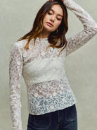 So Me Sheer Floral White Lace Long Sleeve Layering Top-Women's Shirts & Tops-Shop Z & Joxa