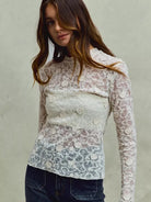 So Me Sheer Floral White Lace Long Sleeve Layering Top-Women's Shirts & Tops-Shop Z & Joxa