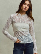 So Me Sheer Floral White Lace Long Sleeve Layering Top-Women's Shirts & Tops-Shop Z & Joxa