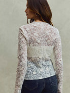 So Me Sheer Floral White Lace Long Sleeve Layering Top-Women's Shirts & Tops-Shop Z & Joxa