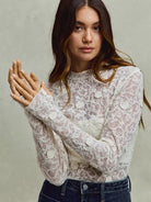 So Me Sheer Floral White Lace Long Sleeve Layering Top-Women's Shirts & Tops-Shop Z & Joxa