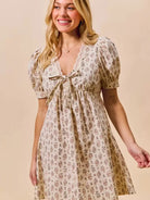 So Me Softly Ever After Floral Print Lace Mini Dress with Bow-Women's Dresses-Shop Z & Joxa