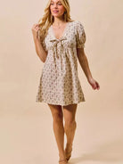 So Me Softly Ever After Floral Print Lace Mini Dress with Bow-Women's Dresses-Shop Z & Joxa