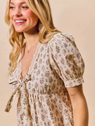 So Me Softly Ever After Floral Print Lace Mini Dress with Bow-Women's Dresses-Shop Z & Joxa