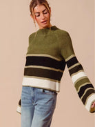 So Me Stripe Me Happy Striped Mock Neck Sweater-Women's Shirts & Tops-Shop Z & Joxa