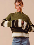 So Me Stripe Me Happy Striped Mock Neck Sweater-Women's Shirts & Tops-Shop Z & Joxa