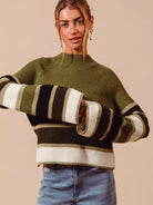So Me Stripe Me Happy Striped Mock Neck Sweater-Women's Shirts & Tops-Shop Z & Joxa
