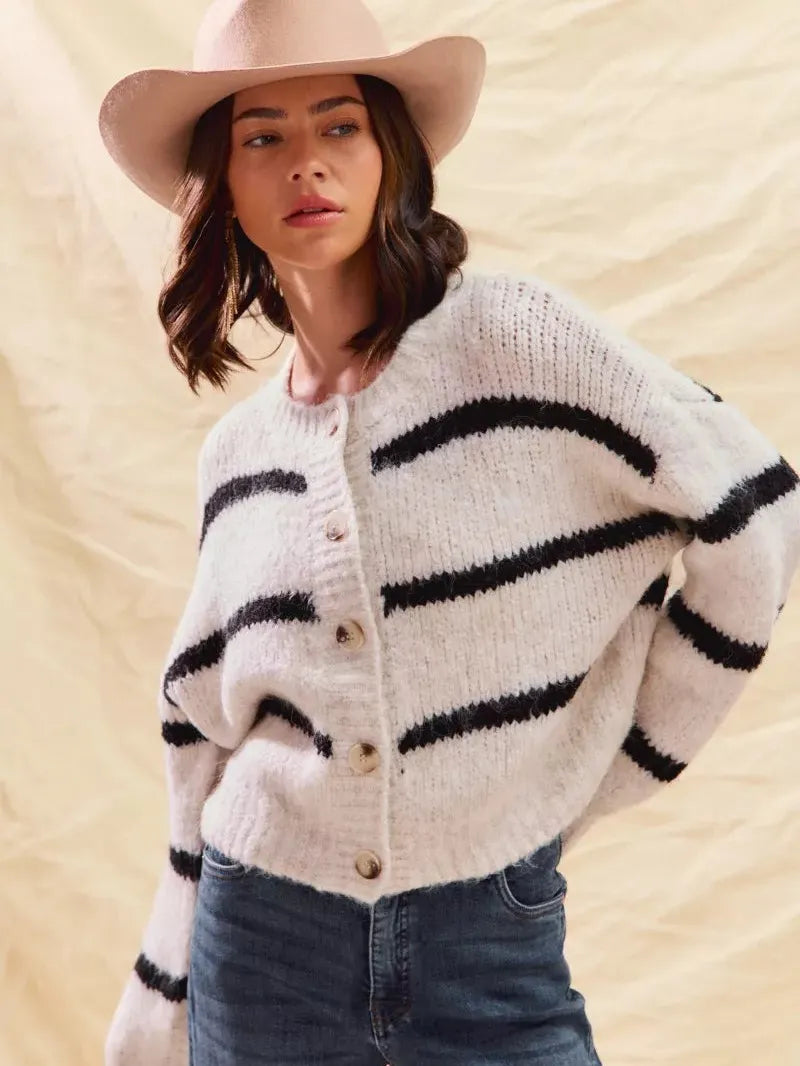 So Me Stripe Right Soft and Cozy Sweater Cardigan-Women's Shirts & Tops-Shop Z & Joxa