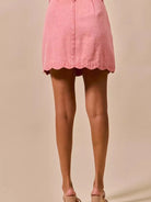 So Me Sweet Scallop Vintage Pink Washed Denim Mini Skirt-Women's Skirts & Skorts-Shop Z & Joxa