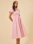 So Me Sweet Spot Polka Dot Print Short Sleeves Cotton Midi Dress-Women's Dresses-Shop Z & Joxa
