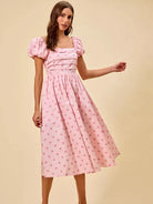 So Me Sweet Spot Polka Dot Print Short Sleeves Cotton Midi Dress-Women's Dresses-Shop Z & Joxa