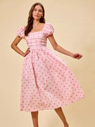 So Me Sweet Spot Polka Dot Print Short Sleeves Cotton Midi Dress-Women's Dresses-Shop Z & Joxa