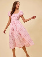 So Me Sweet Spot Polka Dot Print Short Sleeves Cotton Midi Dress-Women's Dresses-Shop Z & Joxa