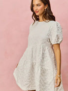 So Me Tiered Treasure Floral Jacquard Mini Dress-Women's Dresses-Shop Z & Joxa