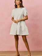 So Me Tiered Treasure Floral Jacquard Mini Dress-Women's Dresses-Shop Z & Joxa