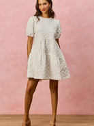 So Me Tiered Treasure Floral Jacquard Mini Dress-Women's Dresses-Shop Z & Joxa