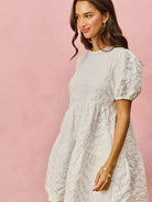 So Me Tiered Treasure Floral Jacquard Mini Dress-Women's Dresses-Shop Z & Joxa