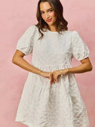 So Me Tiered Treasure Floral Jacquard Mini Dress-Women's Dresses-Shop Z & Joxa