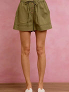 So Me Twill & Thrill Patch Pocket Drawstring Shorts-Women's Shorts-Shop Z & Joxa