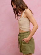 So Me Twill & Thrill Patch Pocket Drawstring Shorts-Women's Shorts-Shop Z & Joxa