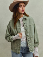 So Me Urban Trail Vintage Olive Washed Button Twill Shacket-Women's Outerwear-Shop Z & Joxa