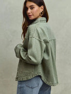 So Me Urban Trail Vintage Olive Washed Button Twill Shacket-Women's Outerwear-Shop Z & Joxa