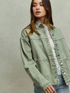 So Me Urban Trail Vintage Olive Washed Button Twill Shacket-Women's Outerwear-Shop Z & Joxa