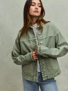 So Me Urban Trail Vintage Olive Washed Button Twill Shacket-Women's Outerwear-Shop Z & Joxa