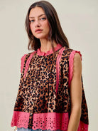 So Me Wild at Heart Leopard Print Button up Sleeveless Blouse-Women's Shirts & Tops-Shop Z & Joxa