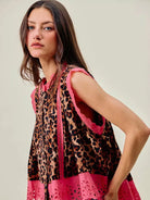 So Me Wild at Heart Leopard Print Button up Sleeveless Blouse-Women's Shirts & Tops-Shop Z & Joxa