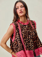 So Me Wild at Heart Leopard Print Button up Sleeveless Blouse-Women's Shirts & Tops-Shop Z & Joxa