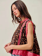 So Me Wild at Heart Leopard Print Button up Sleeveless Blouse-Women's Shirts & Tops-Shop Z & Joxa