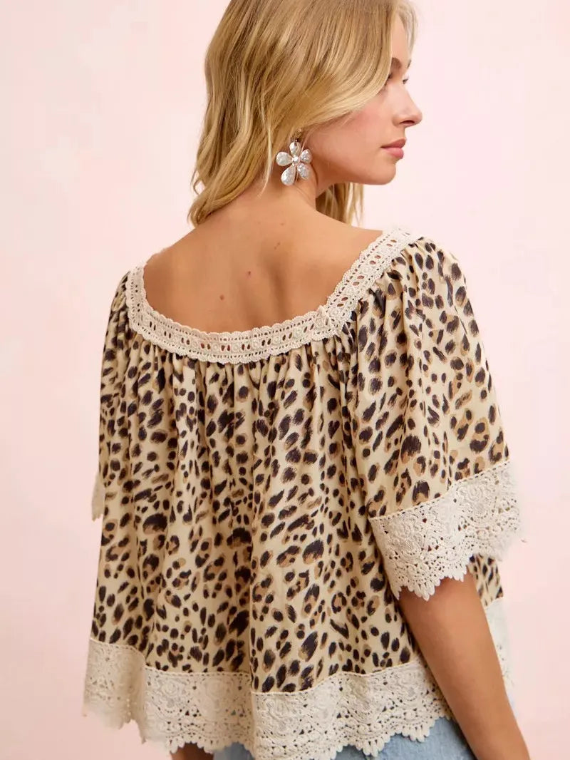 So Me Wild at Heart Leopard Print Sleeveless Blouse in White-Women's Shirts & Tops-Shop Z & Joxa