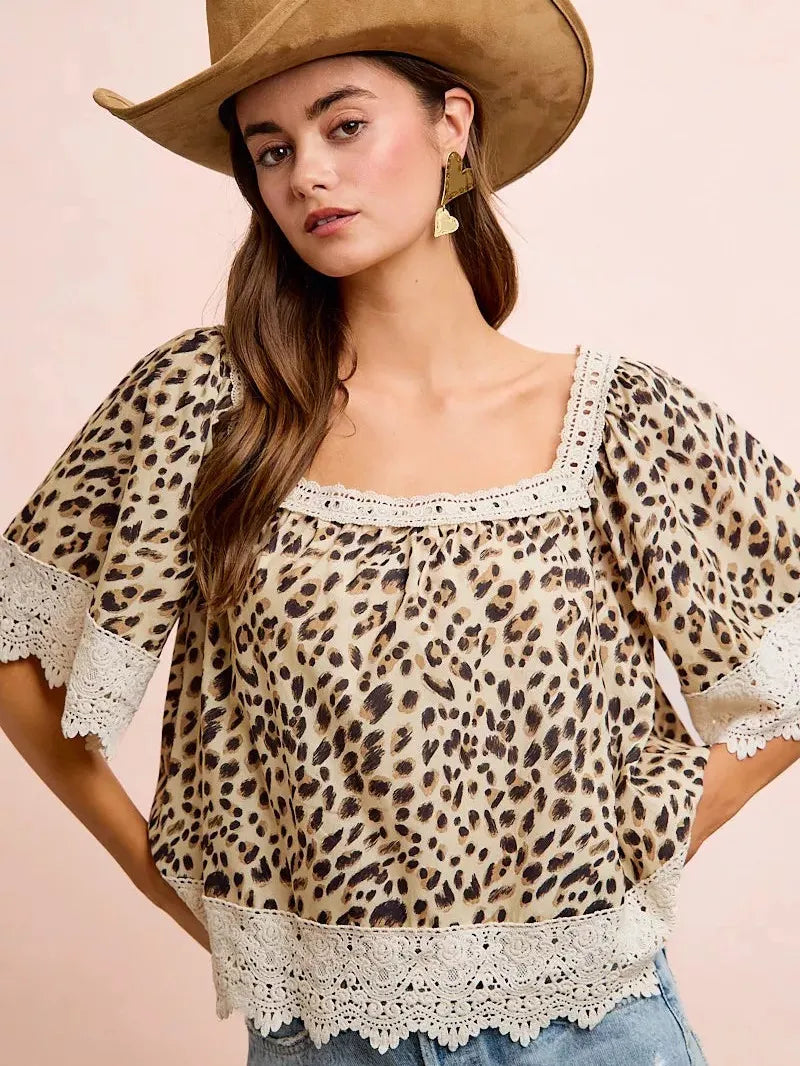 So Me Wild at Heart Leopard Print Sleeveless Blouse in White-Women's Shirts & Tops-Shop Z & Joxa