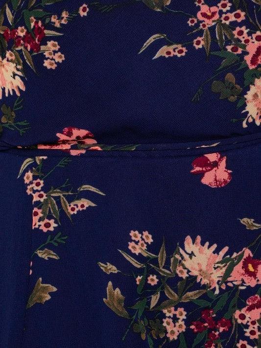 Soft Navy Floral Wrap Maxi Dress-Women's Clothing-Shop Z & Joxa