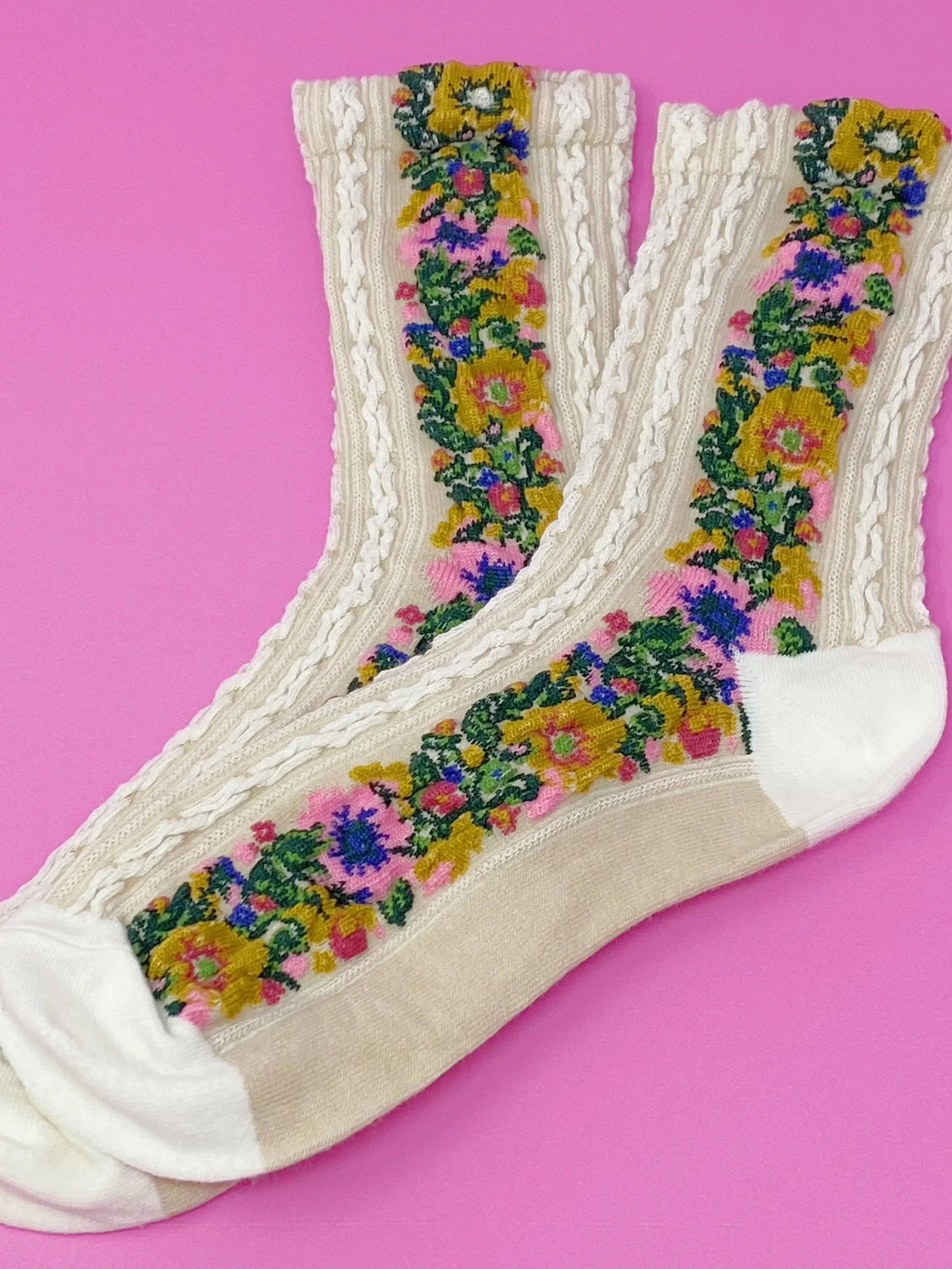 Sole Mates Only Luxe Knit Floral Fashion Socks-Women's Accessories-Shop Z & Joxa