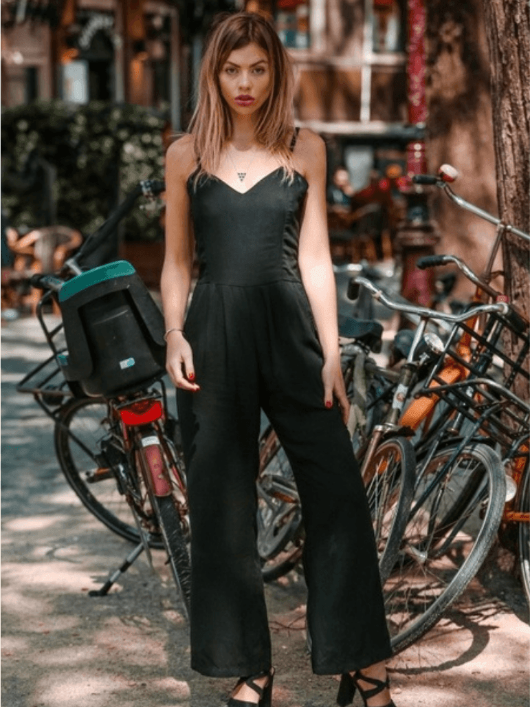 Spaghetti Strap Pocketed Jumpsuit in Black | Ethical Fashion - Z & Joxa Co.