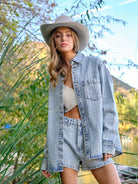 Sparkling Stones and Stripes Denim Shacket *Pre-order-Women's Outerwear-Shop Z & Joxa