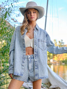 Sparkling Stones and Stripes Denim Shacket-Women's Clothing-Shop Z & Joxa