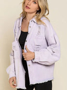 Spice Up Your Life Fringe Distressed Oversized Shacket-Women's Clothing-Shop Z & Joxa