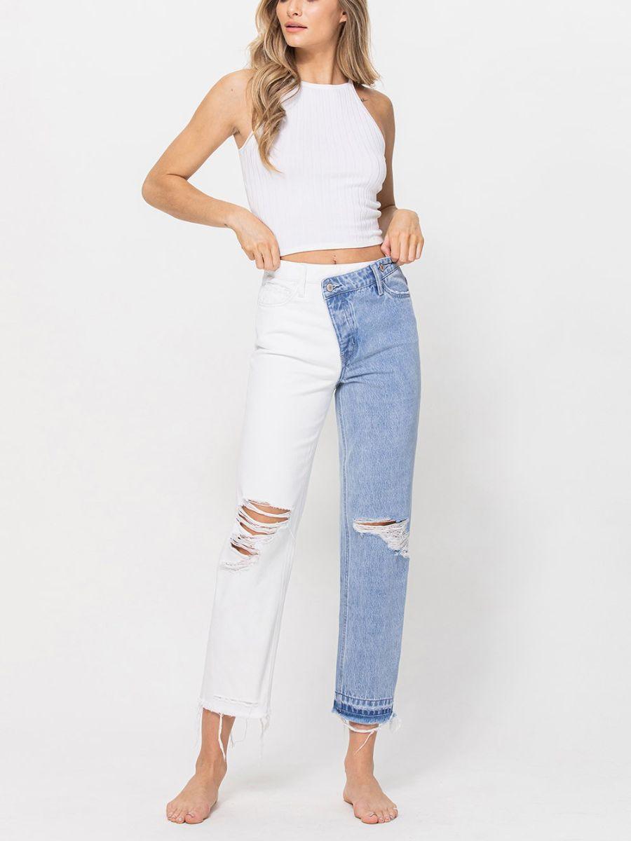 Spill the Tea Two-Tone Cropped Jeans-Women's Clothing-Shop Z & Joxa