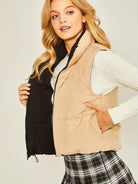 Spoil Yourself Reversible Cropped Puffer Vest-Women's Clothing-Shop Z & Joxa