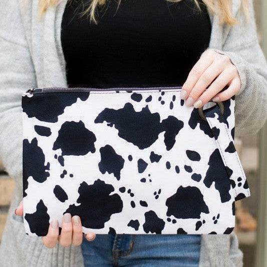Spotted Cow Print Oversized Everyday Clutch-Women's Accessories-Shop Z & Joxa
