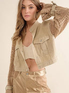 Spreading Cheer Twill Crop Crochet Jacket-Women's Clothing-Shop Z & Joxa