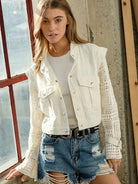 Spreading Cheer Twill Crop Crochet Jacket-Women's Clothing-Shop Z & Joxa