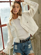 Spreading Cheer Twill Crop Crochet Jacket-Women's Clothing-Shop Z & Joxa