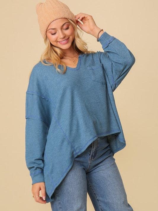 Spring Fling Oversized Thermal High Low Top-Women's Clothing-Shop Z & Joxa